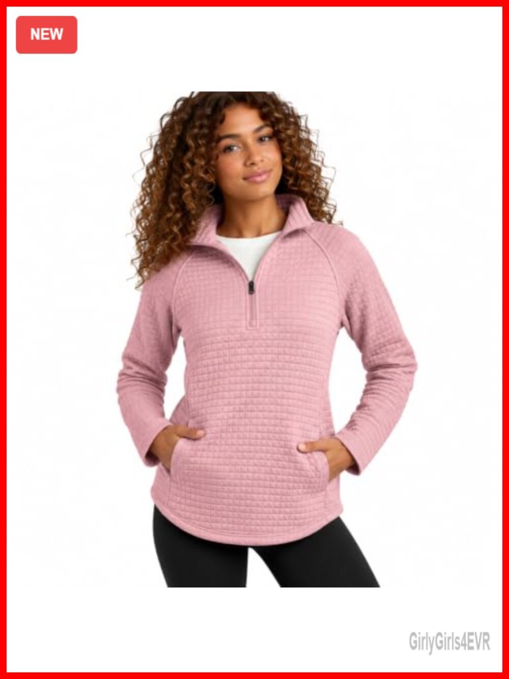Womens Quarter Zip Pullover Mock Neck Fleece Sweatshirt Activewear